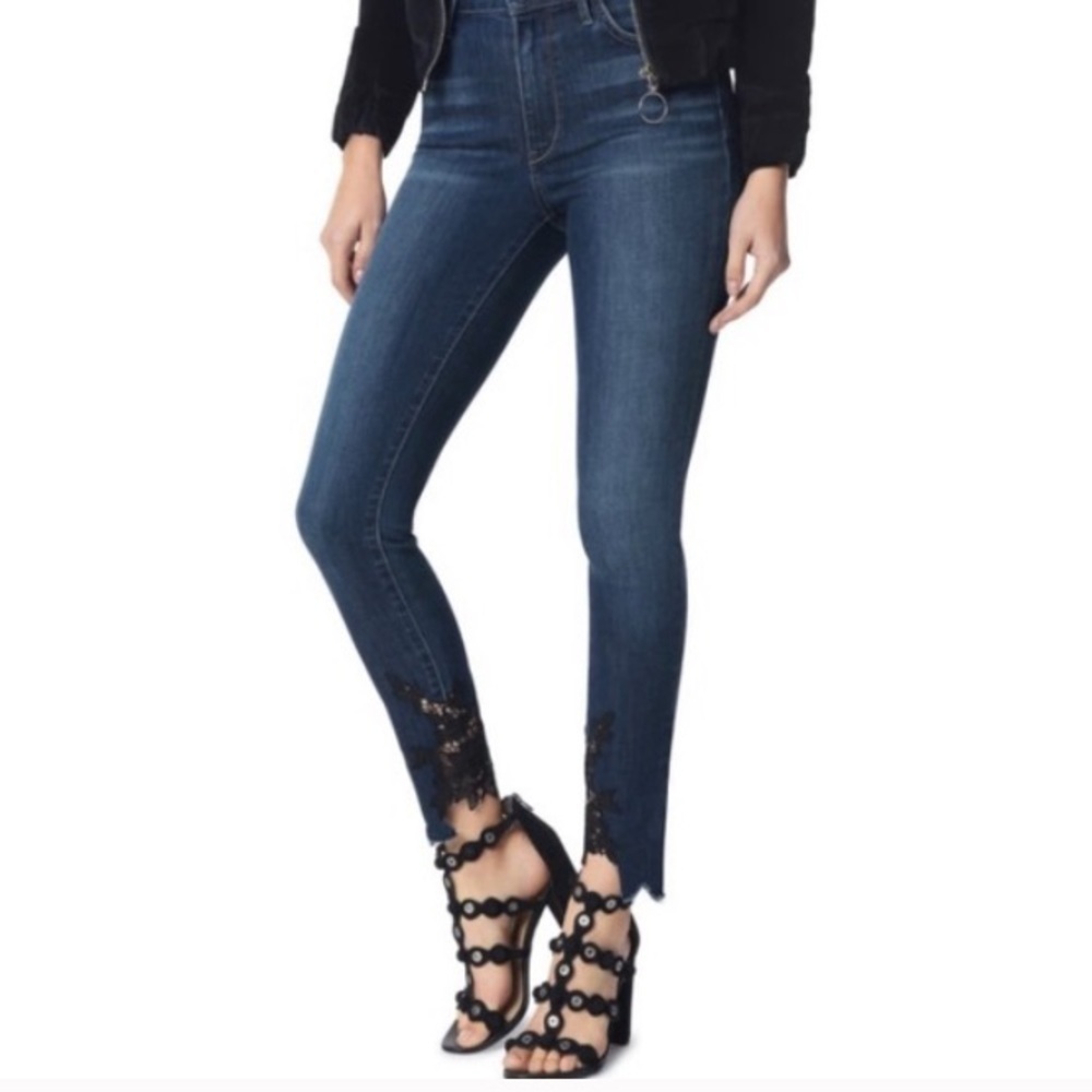 Sam Edelman Stiletto High Waist Lace Hem Ankle Skinny Jeans Size 28